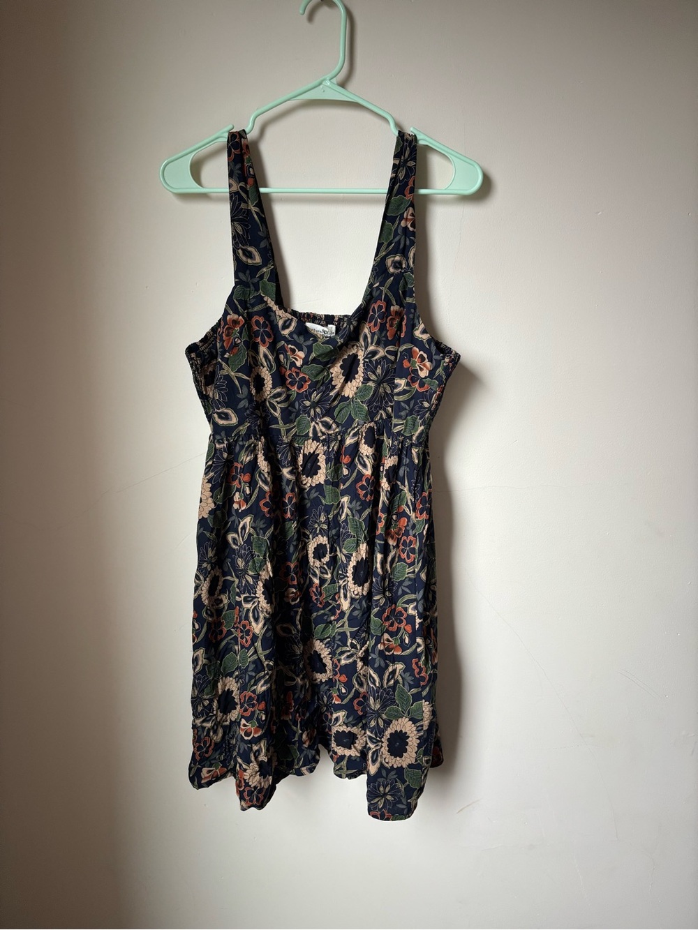 Natural life navy floral print babydoll mini dress